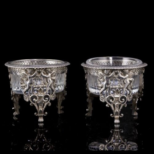 Francia antik ezüst fűszertartó pár 