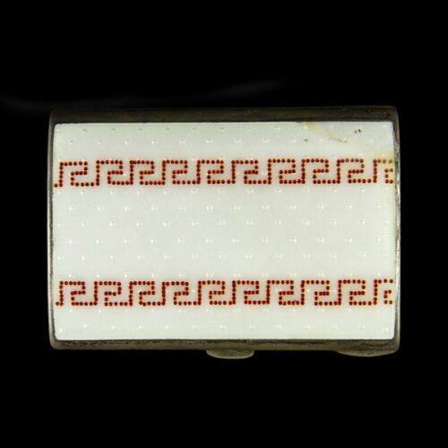 Silver necklace with Greek running dog pattern decorated with enamel