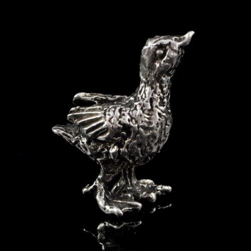 Mini silver chick figurine