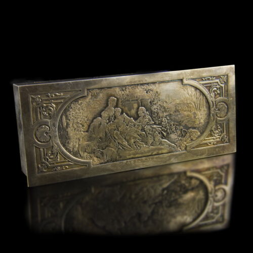 French silver-plated brass stamp holder