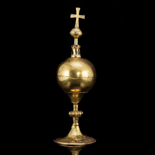 Medieval fire-gilded copper ciborium