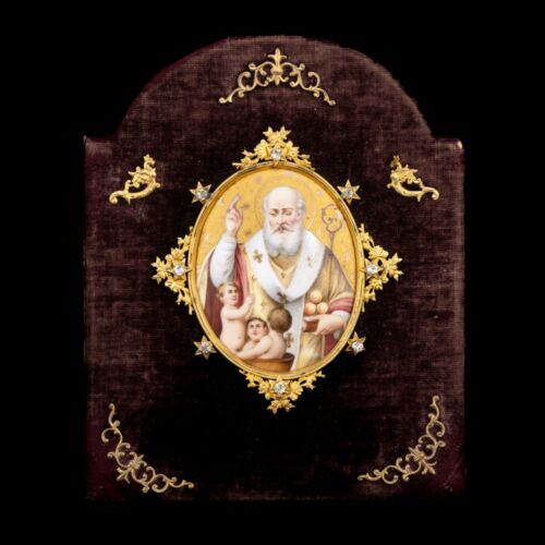 Bari Szent Miklós festett zománckép