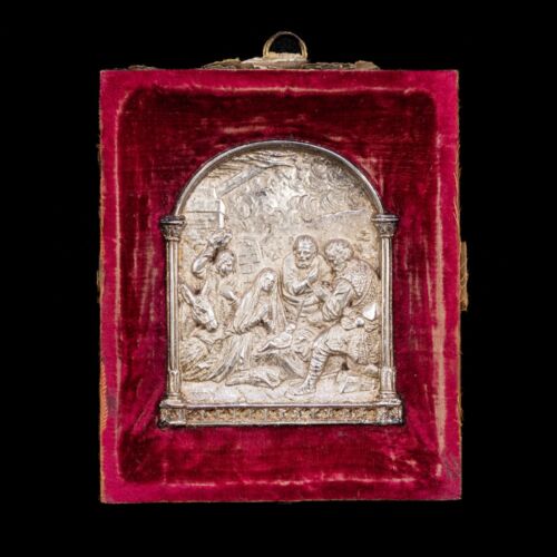 Krisztus születése ezüstözött vörösréz dombormű