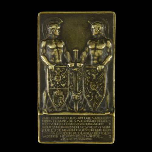 Viribus Unitis bronze plaque commemorating the restoration of the Miechoweri tunnel