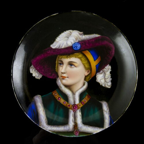 Porcelain decorative plate with a painted portrait image