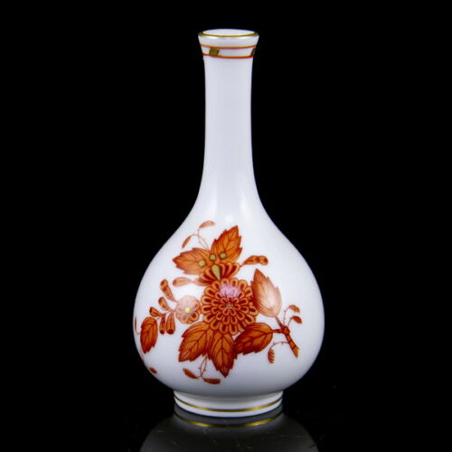 Herendi palack forma mini szálváza narancs színű Apponyi mintával