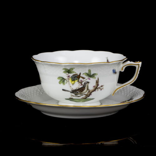 Herendi teáscsésze és alj (RO) Rotschild dekorral