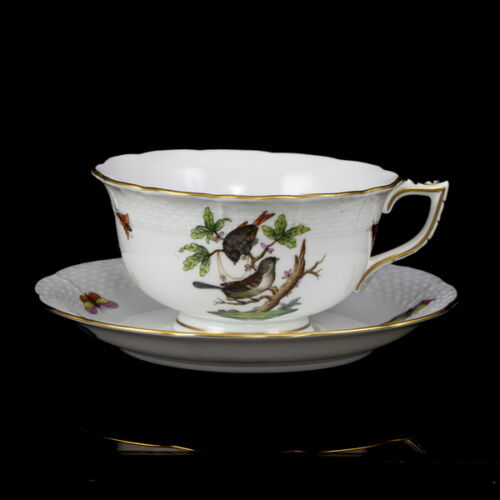 Herendi teáscsésze és alj (RO) Rotschild dekorral