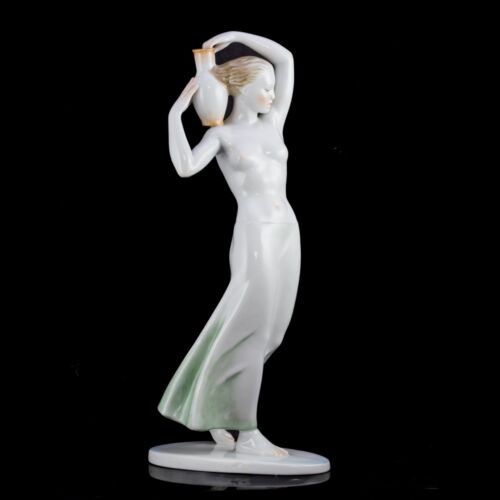 Herendi porcelán kisplasztika: Vízhordó nő figura
