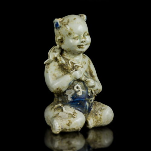 Kínai mázas porcelán figura lótuszvirággal
