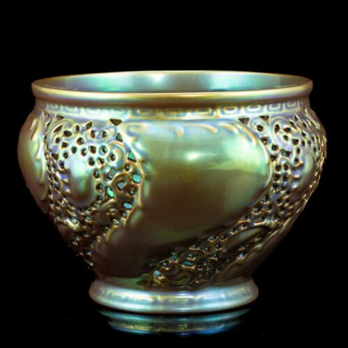 Zsolnay eozin mázas áttört kaspó