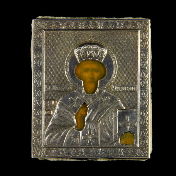 Szent Miklós ezüst borítású mini ikon