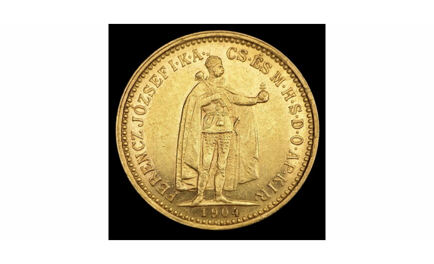 10 koronás aranyérme